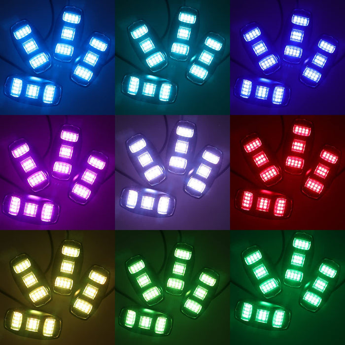 Sunpie Three-Sided Series RGBW LED Rock Light Kits, 22 LEDs, 32-96W (4/8/12 Pods)
