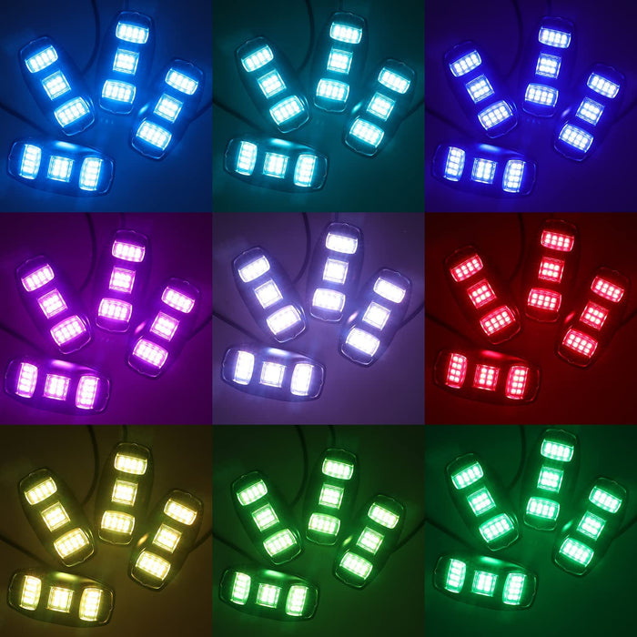 (4PCS/8PCS/12PCS SET) Sunpie Triple Luminous Zone Wide Angle RGBW LED Rock Lights