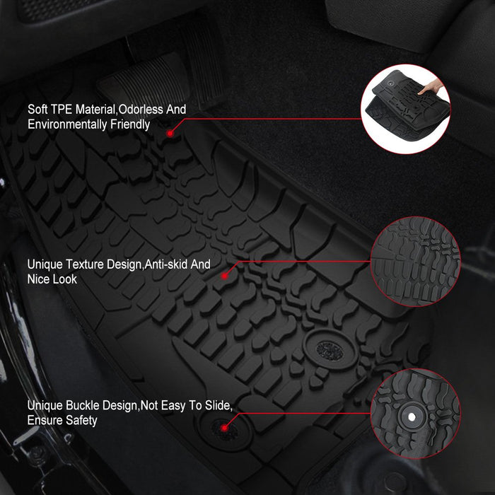 Jeep Wrangler Front and Rear Floor Liners Floor mats JK Unlimited 2014-2018
