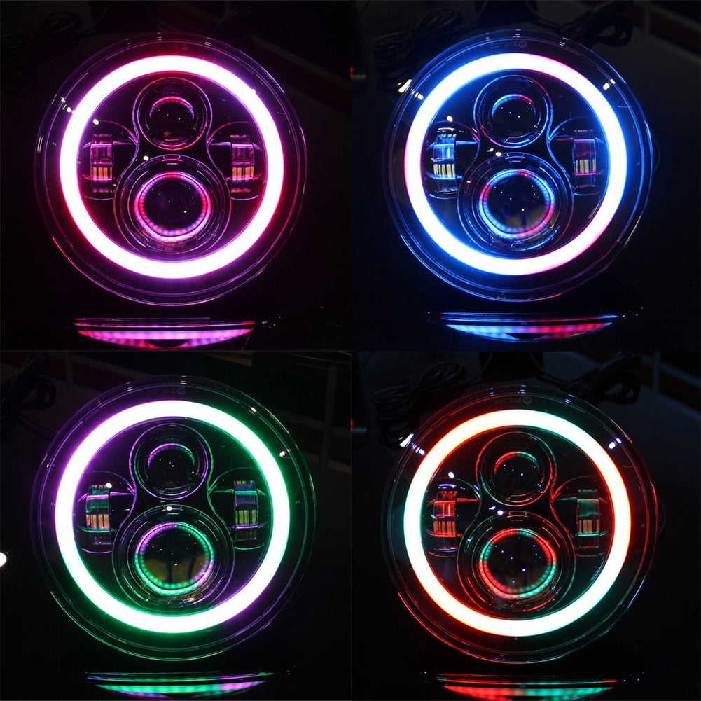 Sunpie 7" RGB LED chasing halo headlights bluetooth control