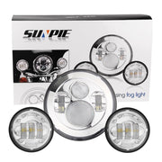 Sunpie 7" Chrome Harley Daymaker LED Headlight+ 4.5" Fog Light kit - Sunpie