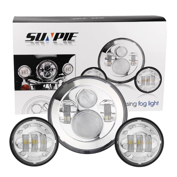 Sunpie 7" Chrome Harley Daymaker LED Headlight+ 4.5" Fog Light kit - Sunpie