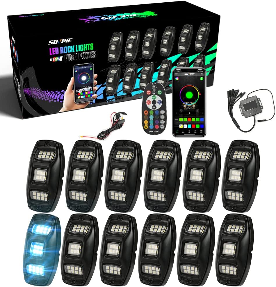 Sunpie Three-Sided Series RGBW LED Rock Light Kits, 22 LEDs, 32-96W (4/8/12 Pods)