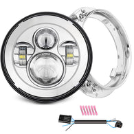 (Chrome/Black) 7" Harley Daymaker Headlight With Bracket Mounting Ring Combo Kits