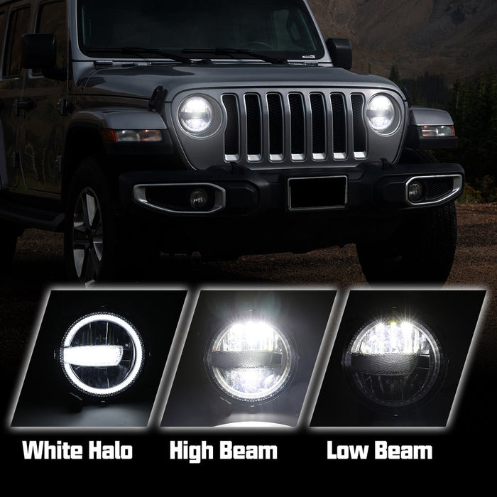 9"RGBW LED Headlights +4"RGBW LED Fog Lights for Jeep Wrangler JL JLU Jeep Gladiator JT