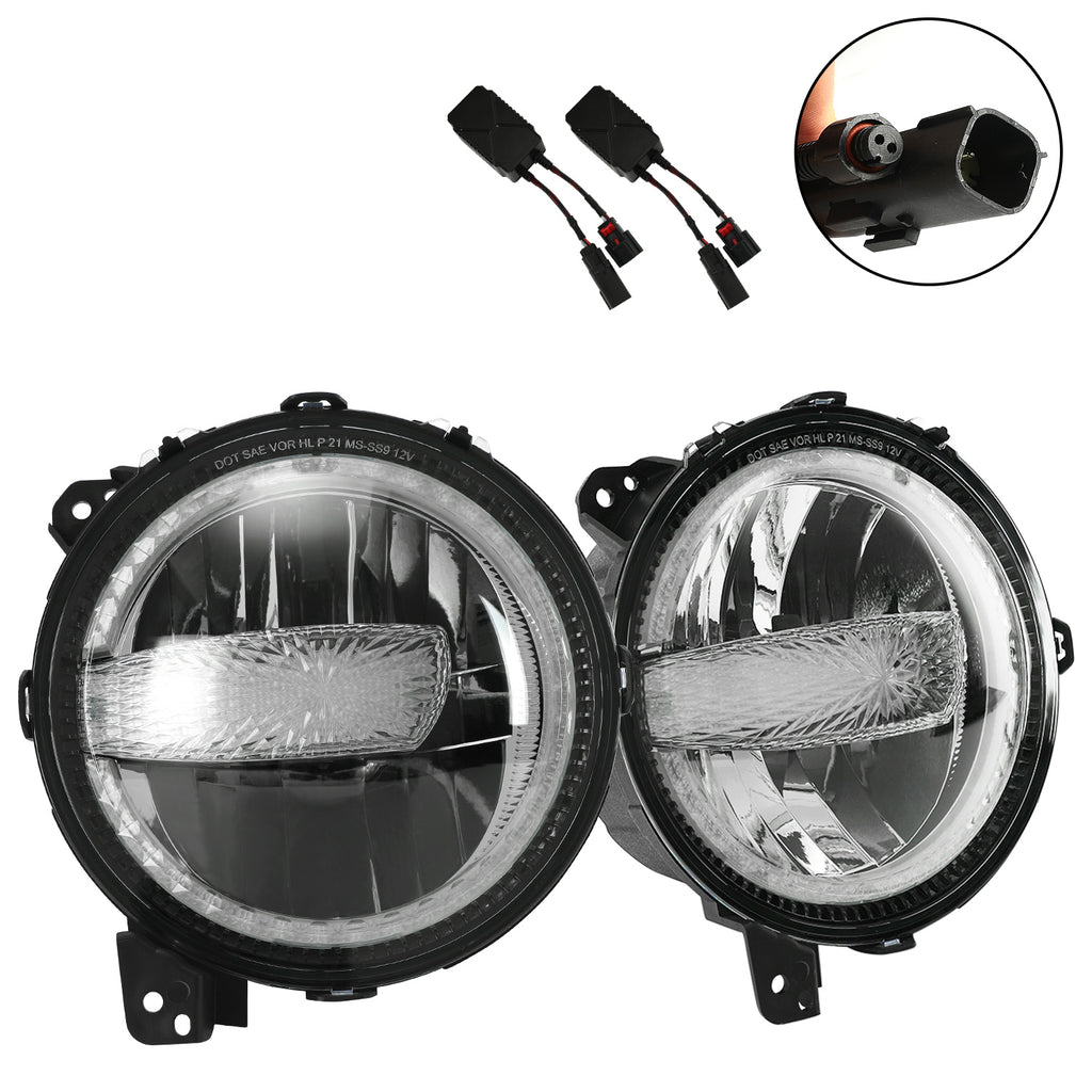 9" DOT LED Headlights with White Halo DRL & 4" LED Fog Lights Combo Kit for 2018-2026 Jeep Wrangler JL JLU 4xe & Jeep Gladiator (JT)