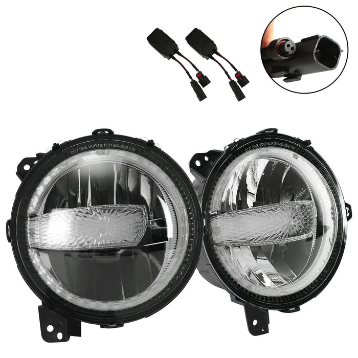 9 inch DOT White Halo DRL LED Headlights & 4 inch LED Fog Lights Combo Kits For 2018-2025 Jeep Wrangler JL JLU Jeep Gladiator (JT)