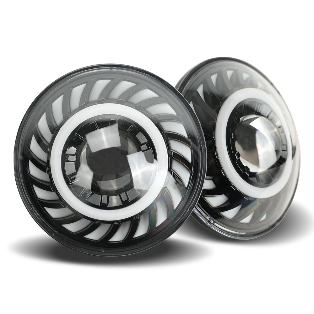 7" RGB 3D LED Lens Halo Rotating Series Headlights with Turn Signal for 1997-2018 Jeep Wrangler TJ LJ JK JKU(2pcs/set)
