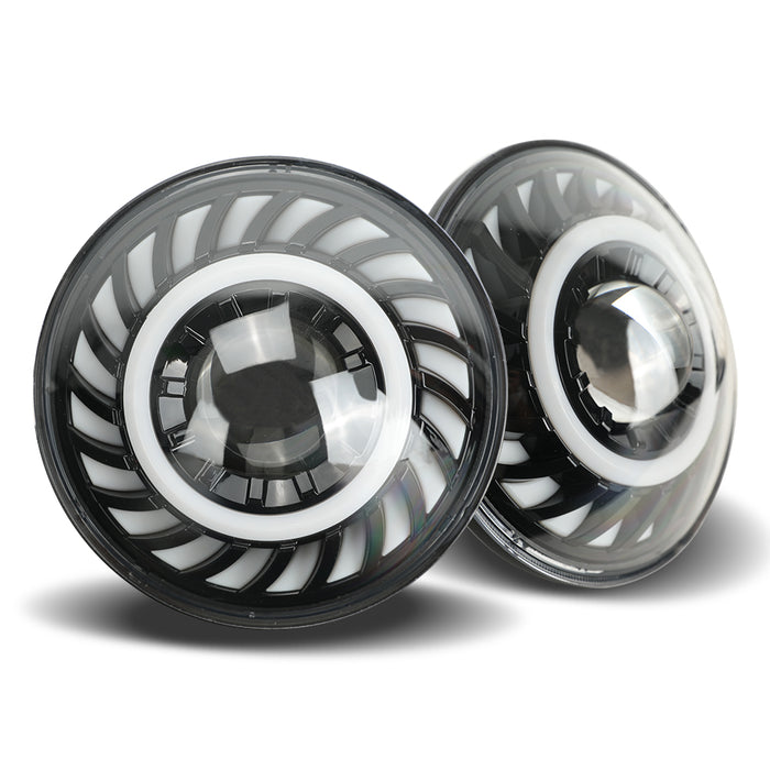 7" RGB 3D LED Lens Halo Rotating Headlights with Turn Signal for 1997-2018 Jeep Wrangler TJ LJ JK JKU(2pcs/set)