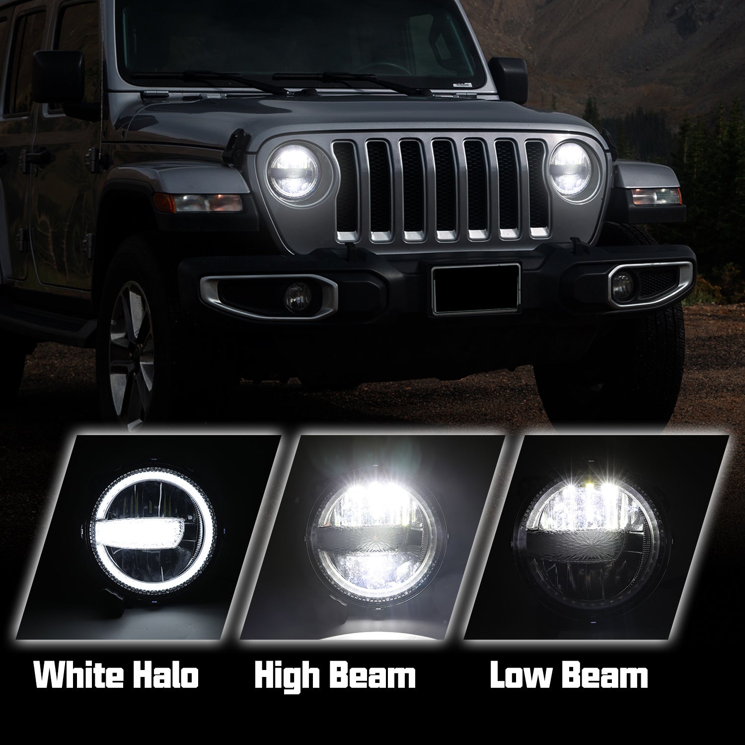9" OEM RGBW LED Headlights for 2018-2026 Jeep Wrangler JL JLU 4XE & Jeep Gladiator JT (2pcs/set)