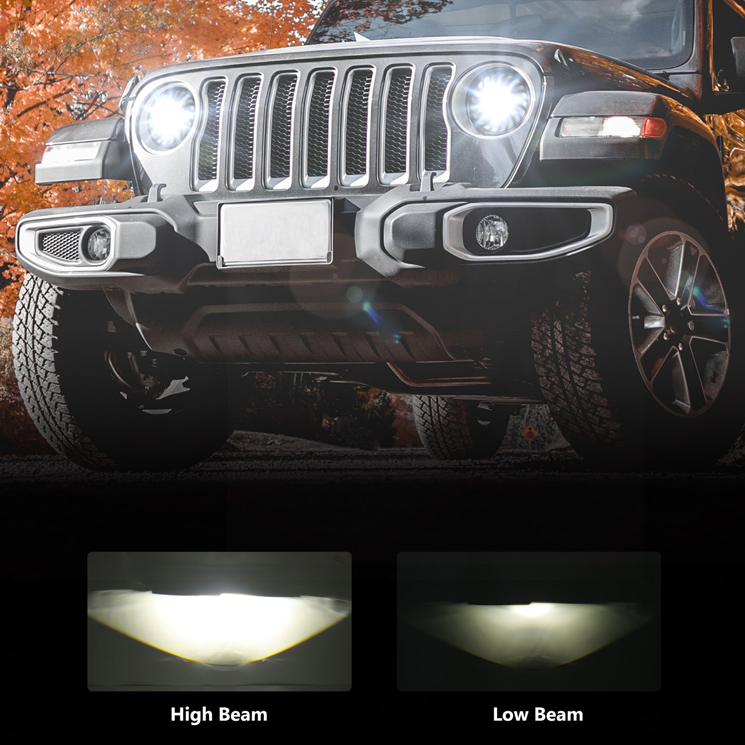 9 inch RGBW Series 3D LED Lens Halo LED Headlights with Turn Signal for 2018-2026 Jeep Wrangler JL JLU 4xe & Jeep Gladiator JT (2pcs/set)