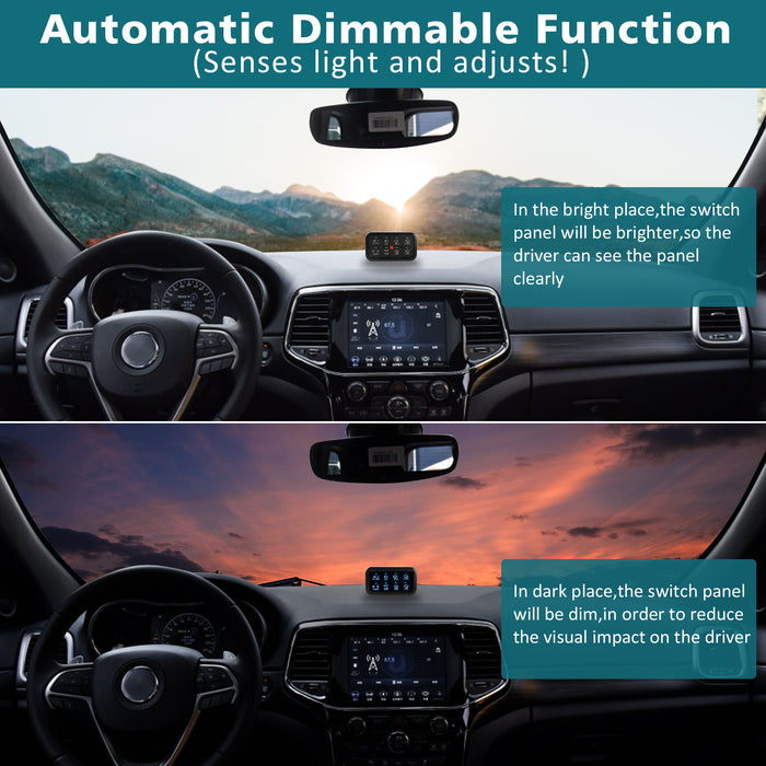 Sunpie Universal 12V Auxiliary 8 Gang Switch Panel with Automatic Dimmable