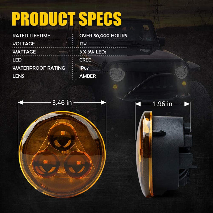 Amber/Smoke LED Front Turn Signal Lights for 2007-2018 Jeep Wrangler JK JKU (2pcs/set)