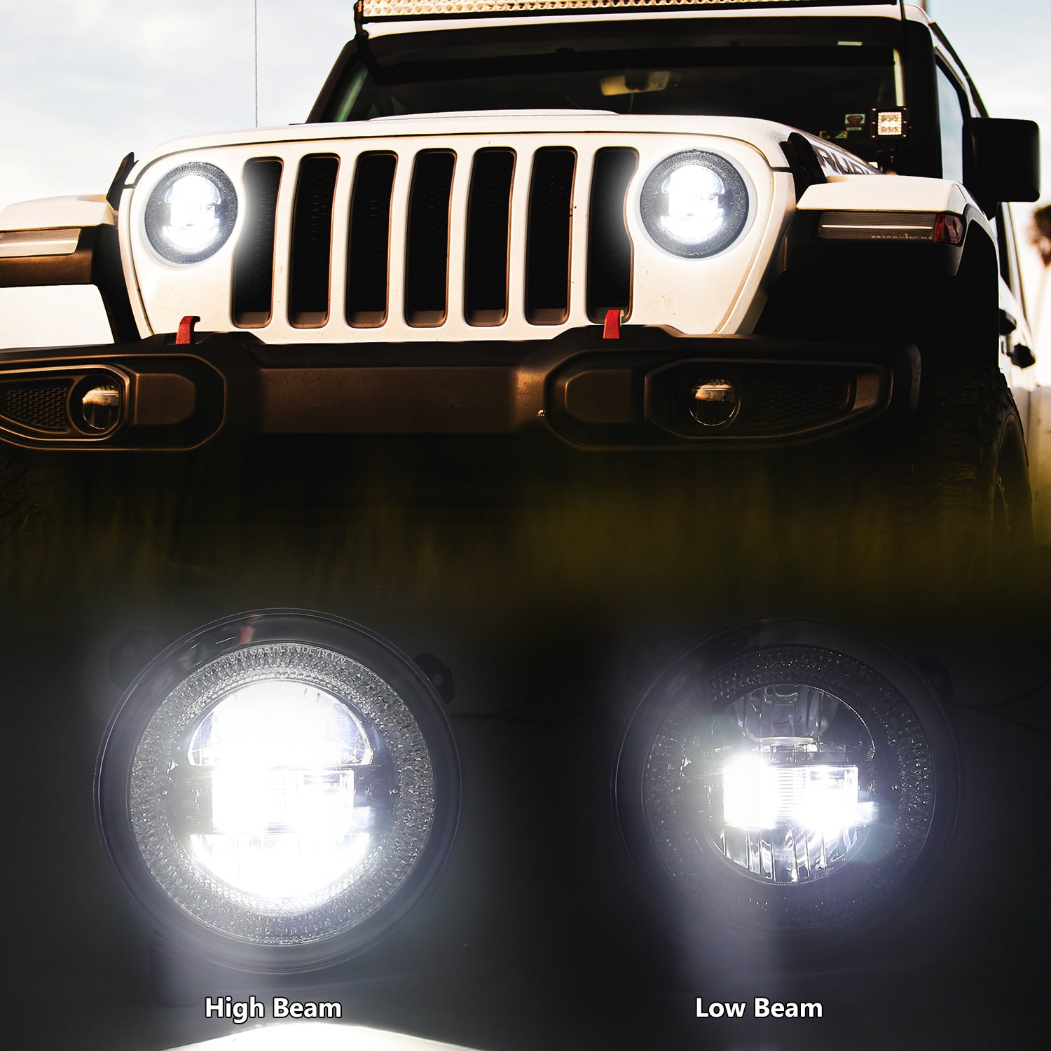 9 inch Diamond Series RGB Halo LED Headlight for 2018-2026 Jeep Wrangler 4xe JL/JLU (2 Doors/4 Doors) & Jeep Gladiator JT (2Pcs/Set)