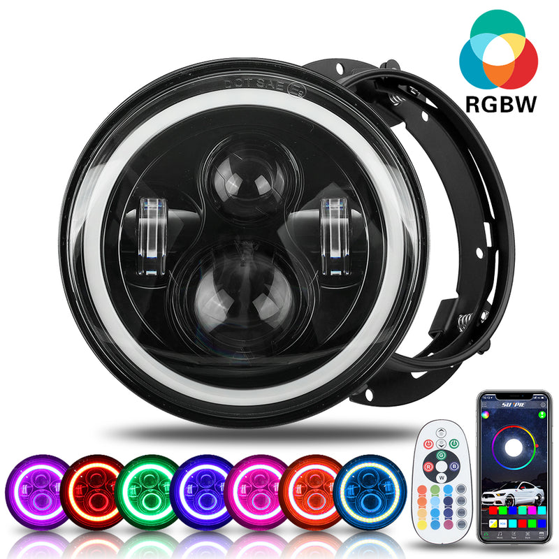 7 inch RGBW Black Harley Headlight with Bracket Mounting Ring Combo Kits for Harley Indian Yamaha Motorcycles