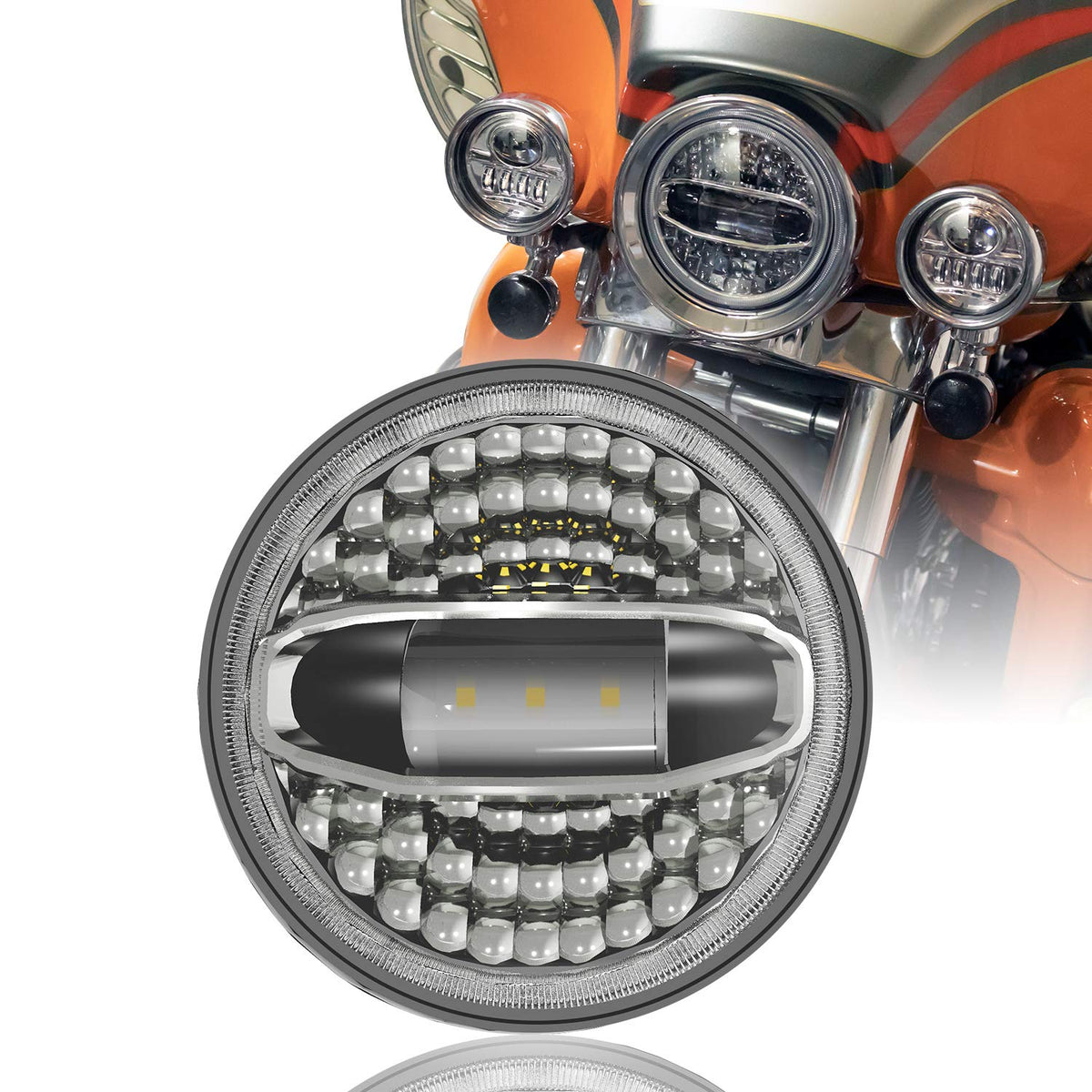 Halo 7" LED Headlight + 4.5" Fog Light Kit For Harley-Davidson Electra Glide, Ultra Classic, Touring & More