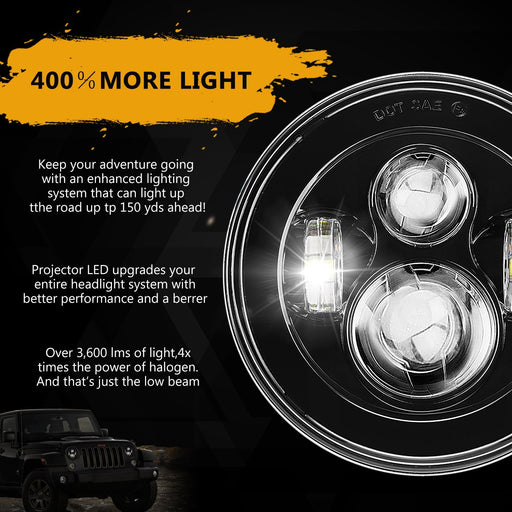 Sunpie 7 inch Black Style Daymaker LED Headlight for Jeep Wrangler JK TJ LJ