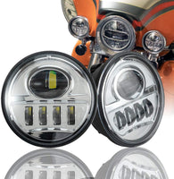 (2pcs/set) 5D Motorcycle 4-1/2" 4.5inch LED Passing Light for Harley Davidson Fog Lamps Auxiliary Light Bulb Projector Spot Driving Lamp (2pc)