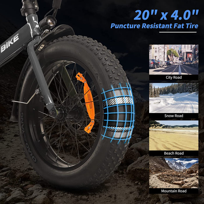 Straight Rods Electric Bike, 36V 10Ah 500W Motor 20''x4.0 Fat Tire 25 Mph 7 Speed Shifter Removable Lithium-ion Battery