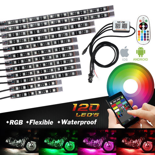 Sunpie 12 pcs motorcycle LED Light Kit Strips with Bluetooth Remote - Sunpie