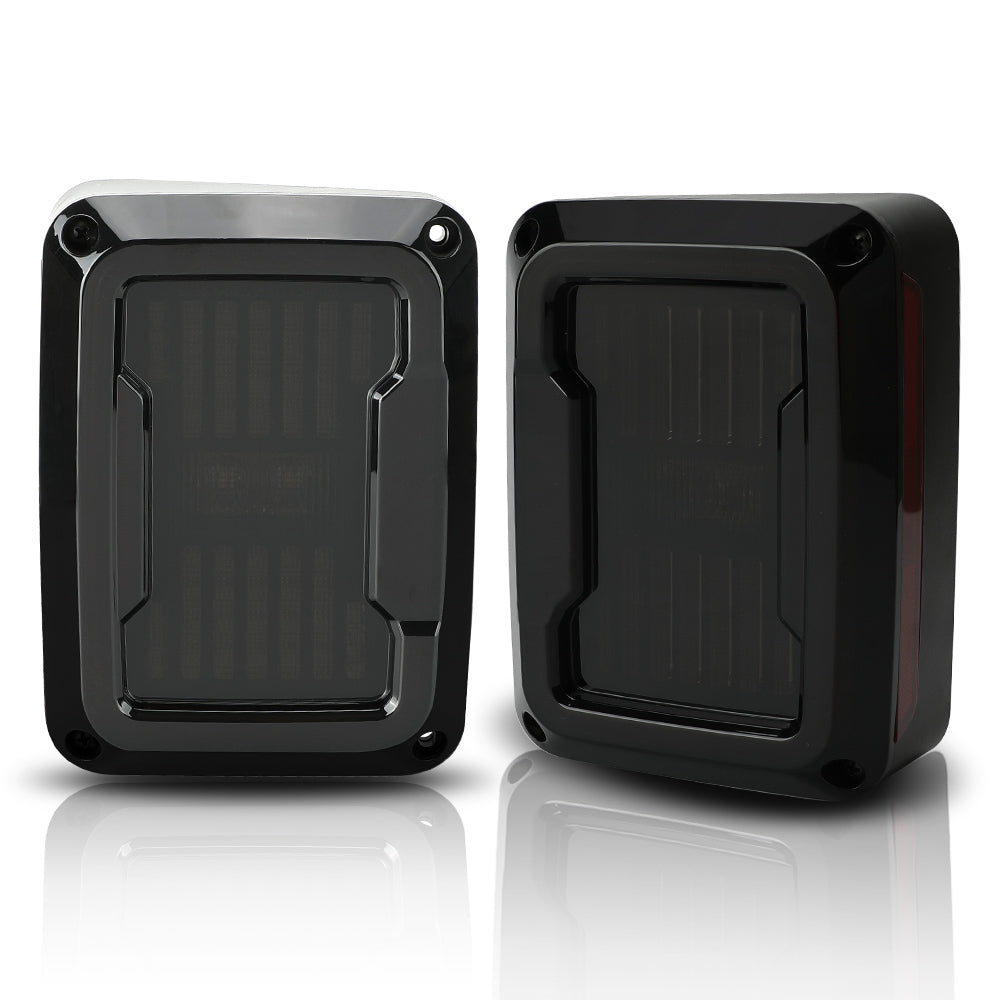 Smoked LED Tail Lights for 2007-2018 Jeep Wrangler JK - High Brightness Reverse Light, Plug & Play Replacement (Pair)