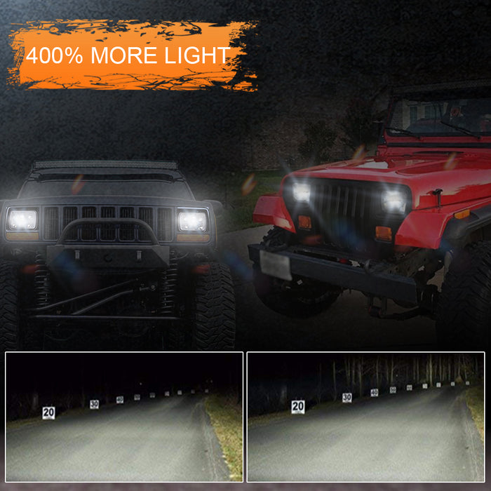 Sequential RGBW Halo 5x7 LED Headlights for Jeep Wrangler YJ XJ GMC Ford Truck Cherokee Chevy Toyota Nissan Dodge (2pcs/set)