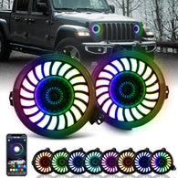 9"Rotating Series 3D LED Lens Halo Headlights with Turn Signal For 2018-2024 Jeep Wrangler JL JLU & Jeep Gladiator JT (2pcs/set)
