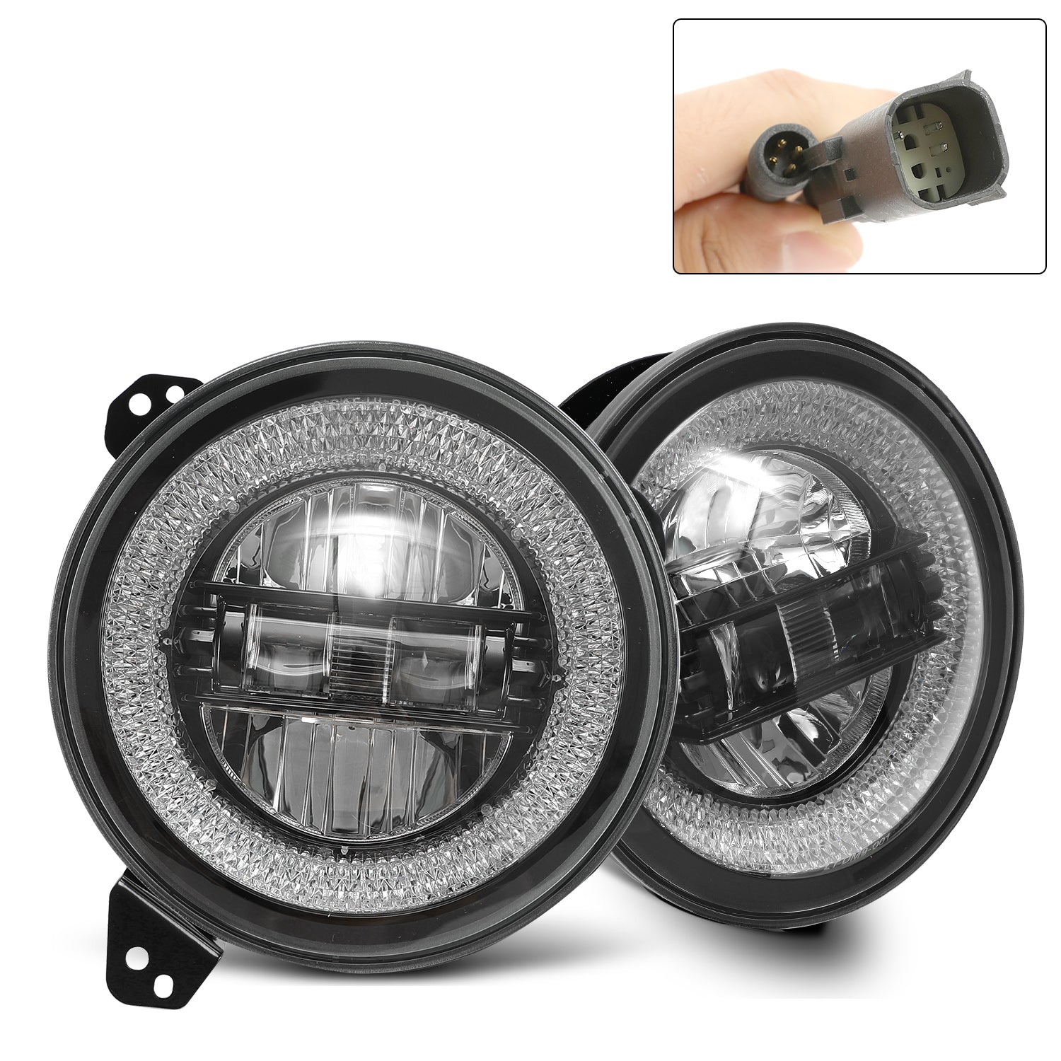 9 inch Diamond Series RGB Halo LED Headlight for 2018-2026 Jeep Wrangler 4xe JL/JLU (2 Doors/4 Doors) & Jeep Gladiator JT (2Pcs/Set)