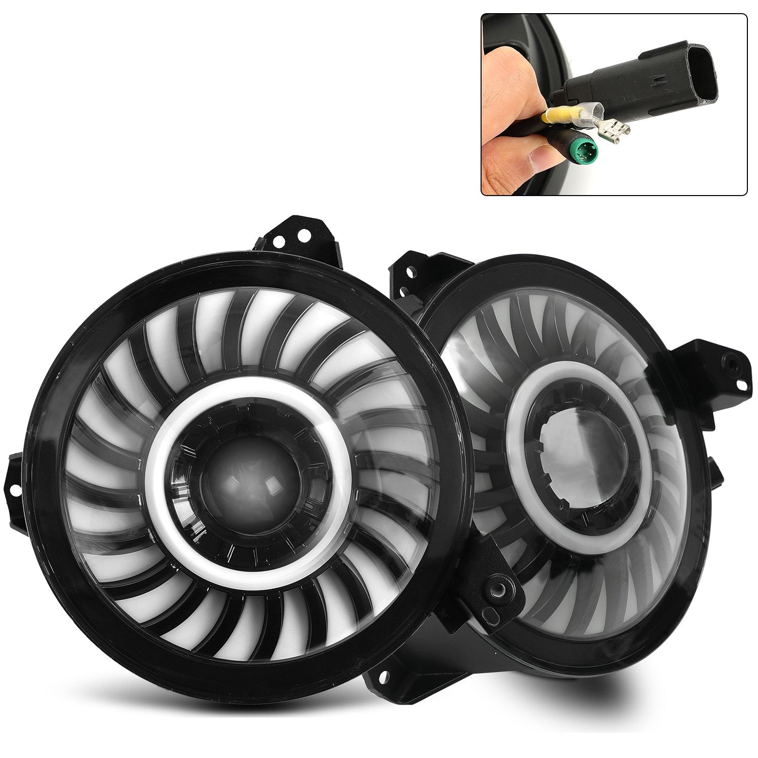 9" RGBW 3D LED Lens Halo Headlights + 4" RGBW Fog Lights Combo Kit for 2018-2026 Jeep Wrangler JL JLU 4xe & Jeep Gladiator JT