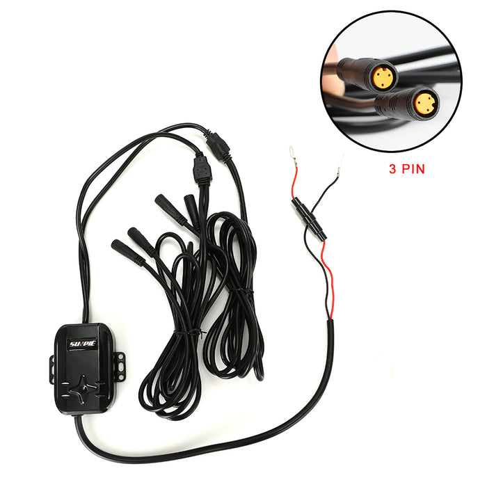 7" 9" RGB Halo Rotating Series Headlights & 4" RGB Fog Lights 3 PIN Orange Control Box