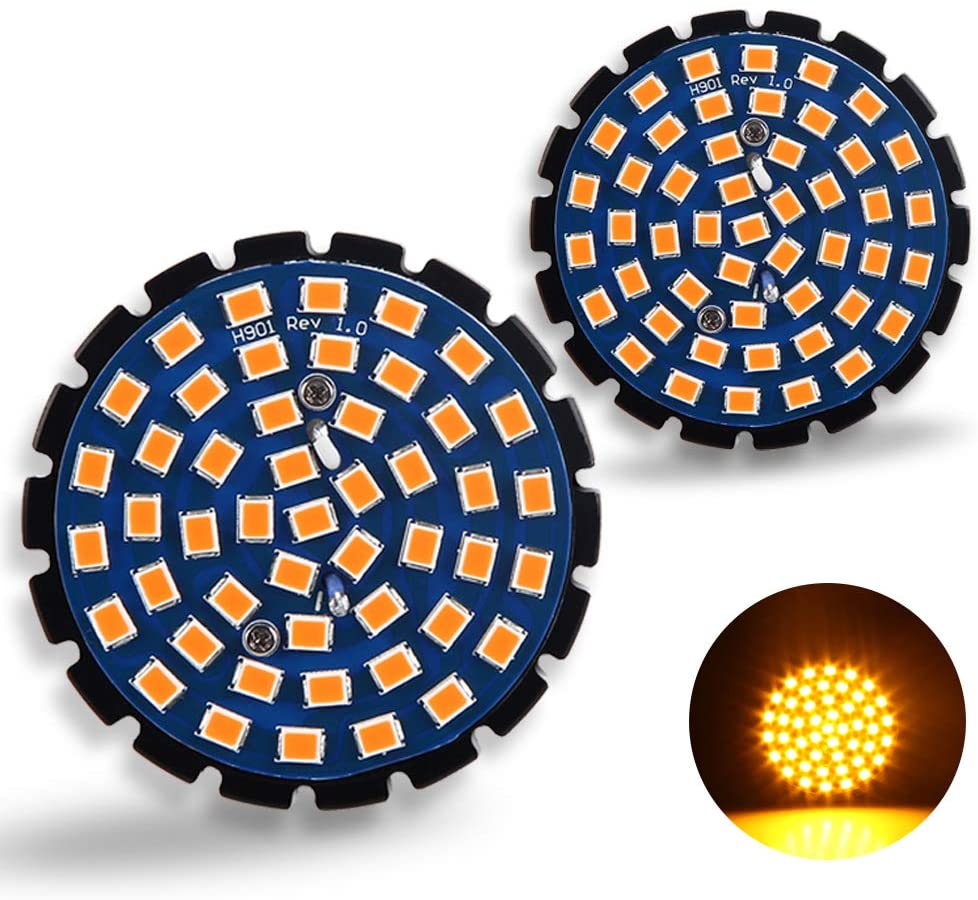 2" 1156 Rear LED Turn Signals for Harley Davidson - Bullet Style Amber Signal Bulbs (Pair)