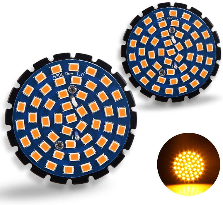 LED Turn Signal Lights 1156 LED Lighting Bulb Bullet Style Inserts for Harley Davidson Pack of 2 (Amber LED)
