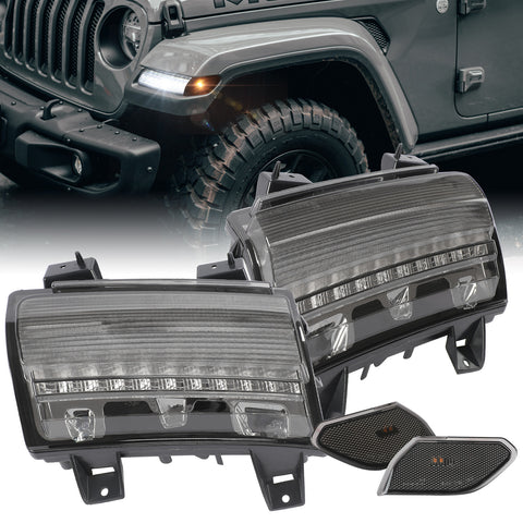 LED Fender Lights and Side Marker Lights (DOT) with Turn Signal Function Compatible With 2018-2023 Jeep Wrangler JL/JLU