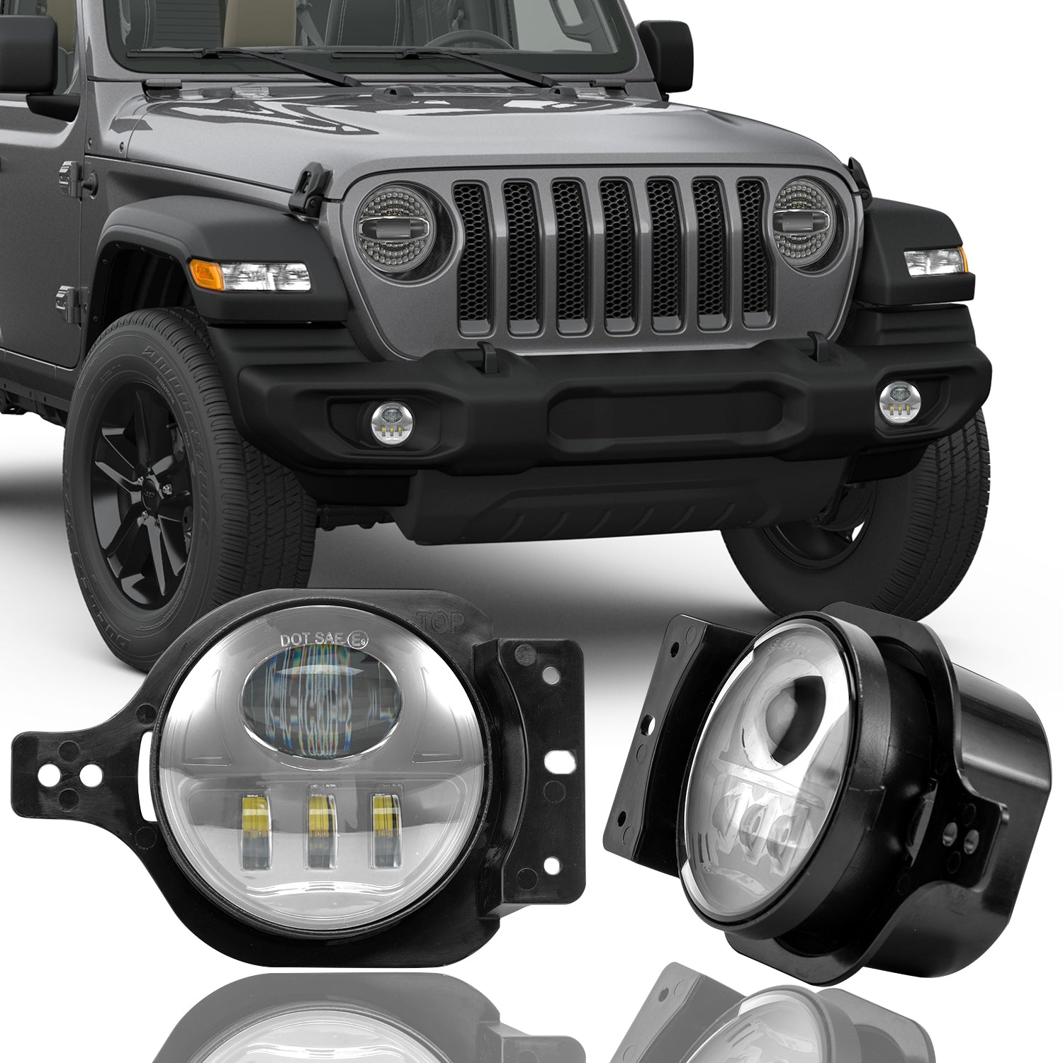 4 inch 5D LED Fog Lights for 2018-2026 Jeep Wrangler 4xe JL JLU Jeep Gladiator JT (2pcs/set)