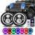 Sunpie RGB 7" LED Headlights Halo Angel Eye with Bluetooth Remote for Jeep Wrangler 1997-2023 TJ LJ JK JKU JL JLU Jeep Gladiator JT (2pcs/set)