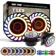 Rotating Series 7 inch RGB 3D Headlights with 4 inch RGB fog lights For 2007-2018 Jeep Wrangler JK/JKU