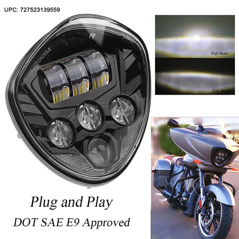 Sunpie Black LED Motorcycle Headlights for Victory Motorcycles Cross Country Series