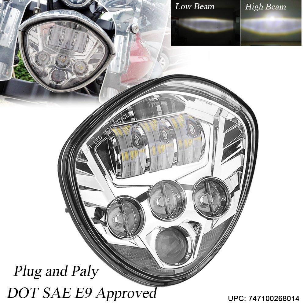 Black/Chrome Victory LED Motorcycle Headlights for Cross