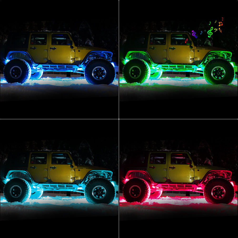 Sunpie 4PCS RGBW Rectangle LED Rock Lights Bluetooth & Remote Controller