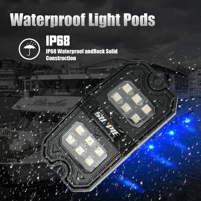Sunpie 6 PCS RGBW Rectangle Series LED Rock Lights Bluetooth & Remote Controller
