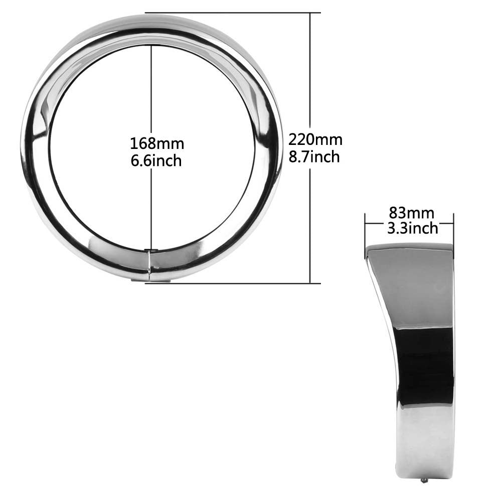 7Inch Harley Headlight Chrome/Black Ring, 7" Motorcycle Head Lamp Trim Rings Visor Type Decorate Ring