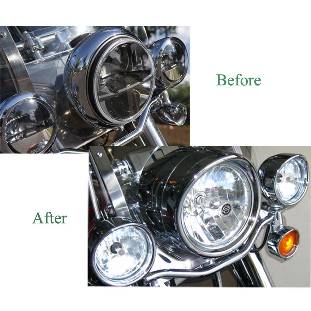 7Inch Harley Headlight Chrome/Black Ring, 7" Motorcycle Head Lamp Trim Rings Visor Type Decorate Ring