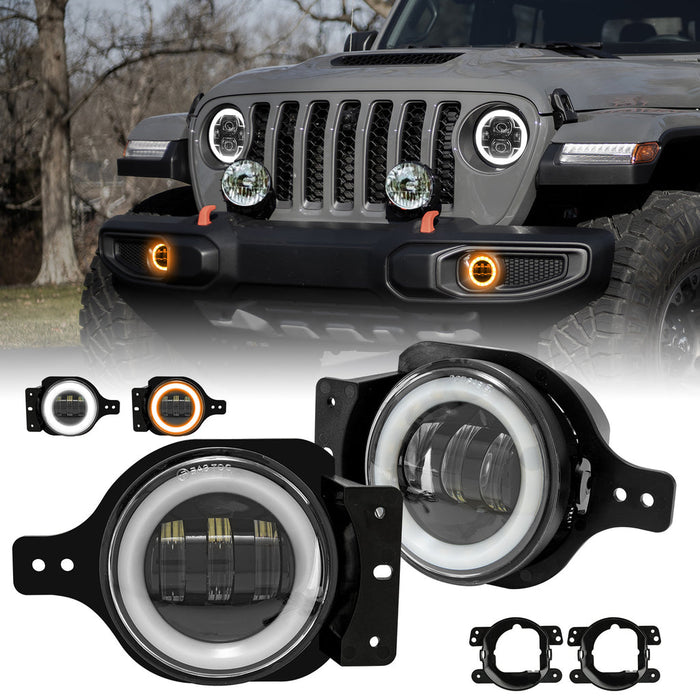 '18-'25 Jeep Wrangler 4xe JL/JLU LED Light Combo Kits - 9"Headlights, 4"Fog Lights, Taillight, Fender Lights & Side Lights