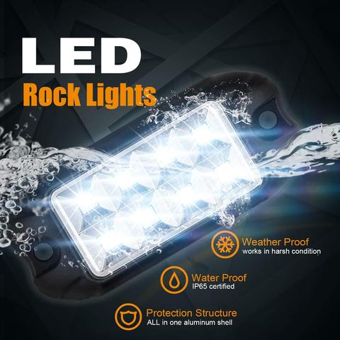 Sunpie 12 Pod RGB-W Series-Connected LED Rock Lights Kits for Off Road Truck ATV SUV Under Wheel 4X4