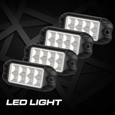 Sunpie 12 Pod RGB-W Series-Connected LED Rock Lights Kits for Off Road Truck ATV SUV Under Wheel 4X4
