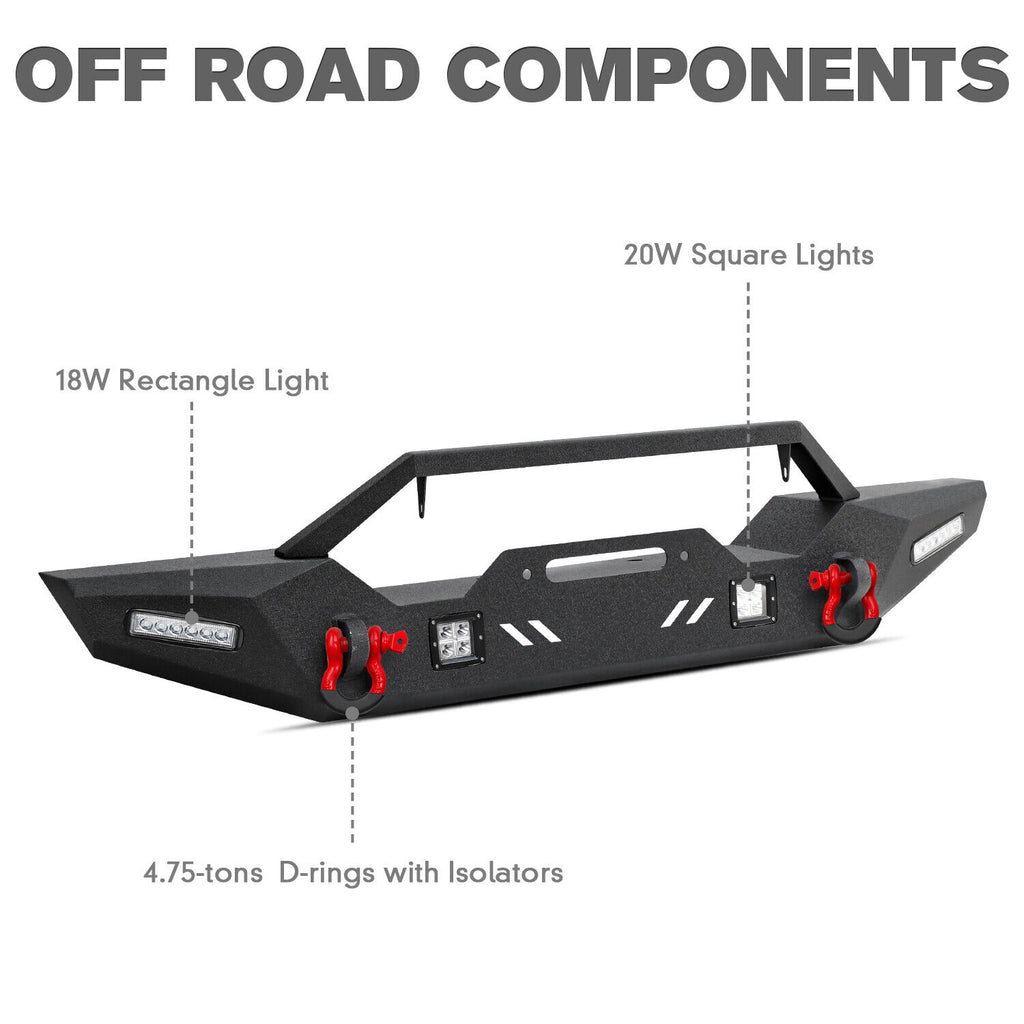 '18-'26 Jeep Wrangler JL/JLU 4xe 2/4 Door Front & Rear Bumpers Combo Kit with Sensor Hole