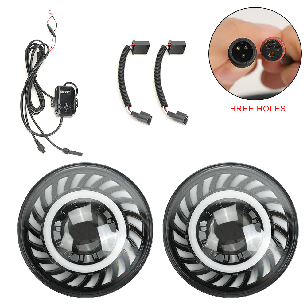 7" RGB 3D Lens LED Headlights with 4" RGB Fog Lights Rotating Series Combo Kit for 2007-2018 Jeep Wrangler JK/JKU