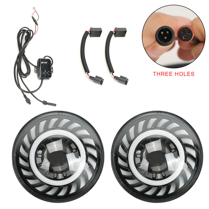 Rotating Series 7 inch RGB 3D Headlights with 4 inch RGB fog lights For 2007-2018 Jeep Wrangler JK/JKU